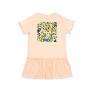KENZO Kids Girl's Pink Tropical Crewneck Ruffle Hem Dress Size 3A/98 As Is